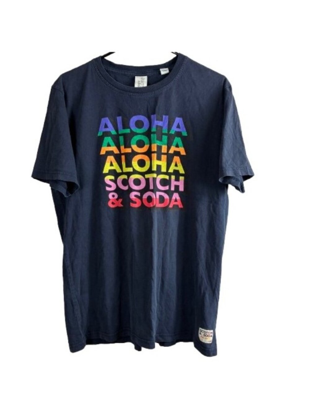 Scotch & Soda Men’s  Rainbow Gradient Aloha Graphic Tee Sz L